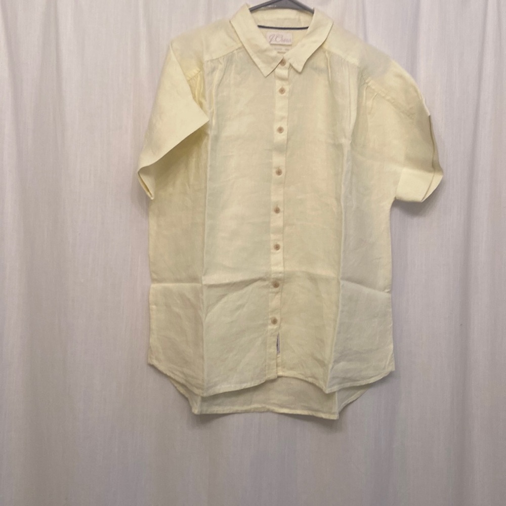 J. Crew BAIRD McNUTT Irish Linen top. New without tags!  Yellow, cream buttons